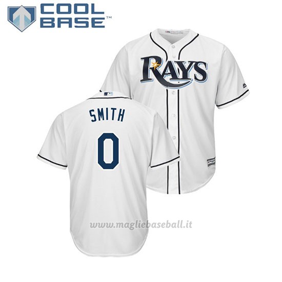 Maglia Baseball Uomo Tampa Bay Rays Mallex Smith Cool Base Majestic 1ªBianco